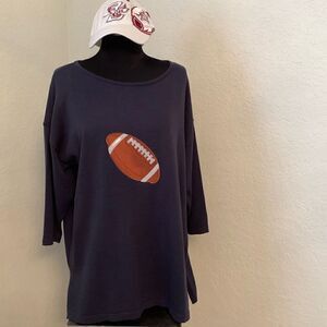 NWT Bua-Bua Football Sweater Navy Cotton 3/4 Sleeve Women’s Top Size XL